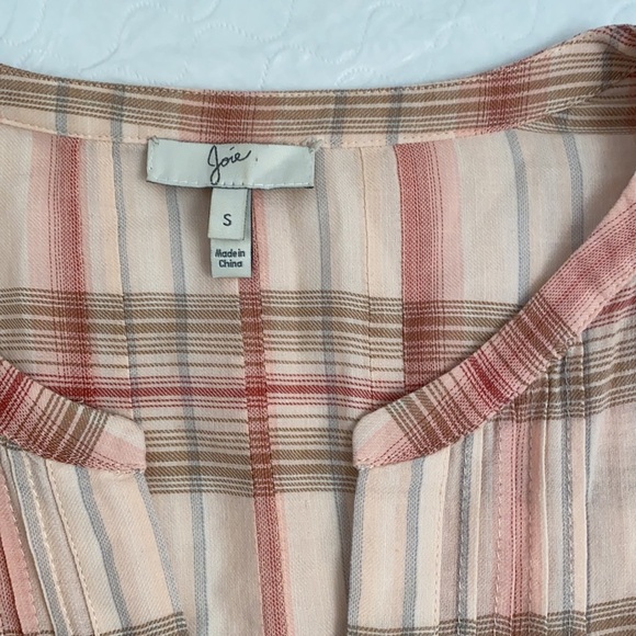 Joie multicolor pintuck v-neck soft cotton blouse S - Picture 5 of 9
